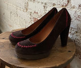 Anthropologie Holding Horses Brown Suede Platform Pumps Whipstitch Heels Sz 8 Photo 0