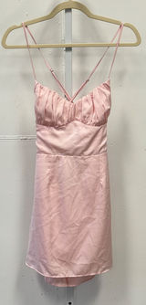 Beginning Boutique Pink Satin Mini Dress Ruched Bust Cross Back USA 6 AUS 10 Photo 0