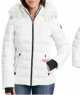 Nautica White Puffer Jacket Faux Fur Hood Quilted Winter Coat Size Small Photo 0