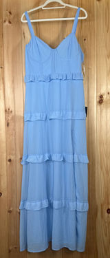 NWT Lulus Sincerely Poised Light Blue Backless Bustier Tiered Maxi Dress Size XL Photo 0