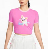 Nike Japan Cropped Pink French Bulldog Graphic Tee XL Photo 0