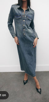 Zara New Raw Hem Maxi Jean Dress Photo 0