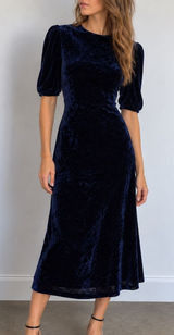 Bardot Navy Blue Velvet Open Back Tie Midi Dress XS Dark Romance Whimsigoth Photo 0