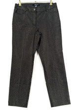 89th & Madison Pants Women 12 Black Gold Geometric Straight Leg Stretch Trouser Photo 0