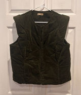 Democracy Womens Large Olive Green Quilted Velvet Puffer Vest Cottage Granola Photo 0