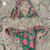 Kulani Kinis Green Bikini with Hot Pink Floral Print Photo 0