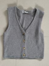 Abercrombie & Fitch Gray Knit Button-Front Tank Vest Photo 0