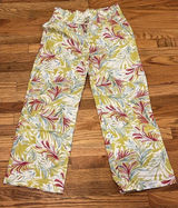 Land N Sea Pants Women S Linen Blend Floral‎ Tropical Wide Leg Hawaiian Ankle Photo 0