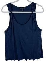 Banana Republic‎ Womens Navy Blue Twisted Shoulder Rayon Scoop Neck Tank Top L Photo 0