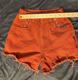 Vintage Rockies High Waisted Western Denim Shorts Burnt Orange Rust Raw Hem 24 Photo 0