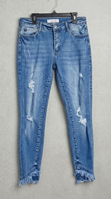 KanCan Mid Rise Distressed Fringe Hem Ankle Skinny Jeans Size 13 30 KC6204M Photo 0