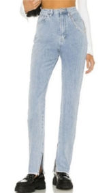 Weworewhat High Rise Slit Hem Denim Light Wash Blue Jeans 25 Photo 0