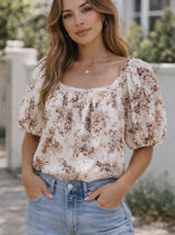 Abercrombie & Fitch Floral‎ Puff Sleeve Linen Top XS Photo 0