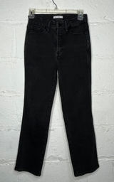 Good American Good Straight High Rise Jeans Zip Fly Women Black Size 4 / 27 Photo 0