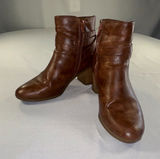 Frye & Co - Indiana Heeled Stacked Leather Ankle Boots Brown Women's Size 8M New Photo 0