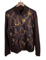 Lauren Ralph Lauren Equestrian Jacket Brown Ribbed Knit Quilted Size XL/XXL Photo 0
