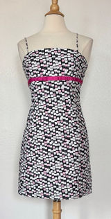 Byer California Vintage 90s Eccentric Purse Print Black & Pink Babydoll Dress Photo 0