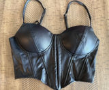 Say What? Black Faux Leather Bustier Corset Top‎ - Size Medium Photo 0