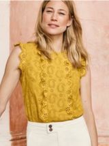 Boden Hallie Broderie Eyelet mustard yellow Sleeveless Top 10 Photo 0