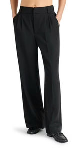 Steve Madden Black Wide-Leg Pleated Trousers Photo 0