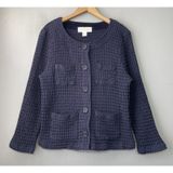 Mod O Doc Jacket Size Large Navy Textured Waffle Lagenlook Boxy Artsy Cotton Top Photo 0