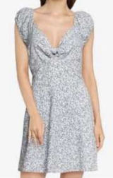 Abercrombie & Fitch Blue Floral Knot Front Mini Dress Size XL Babydoll Cottage Photo 0