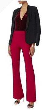 Intermix Pants Women‎ XS Red Cherry Raia Flare Trouser High Rise Side Zip Preppy Photo 0