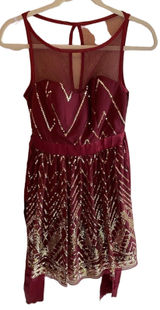Rue21 NWT Maroon Gold Sleeveless Sequined Dress Zip Up Back Homecoming Size 3 Photo 0
