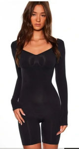 Skims seamless sculpt long sleeve low back mid thigh bodysuit onyx Large NWOT Photo 0