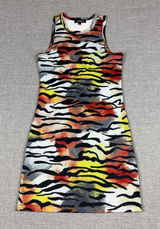 Ed Hardy Tank Dress Womens XS Multicolor Tiger Print Scoop Neck Bodycon Mini Photo 0