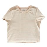 Free People We The Free Baby Tee T Shirt Striped Peach Mint Size S Boxy 100%‎ Cotton Staple Photo 0