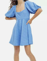 Free People Violet Puff Sleeve Mini Dress Sky Blue Size Small Photo 0