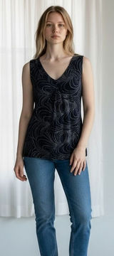 Express Glam Black & Silver Shimmer Sparkly Tunic Tank Stretch‎ Blouse -S NWT Photo 0