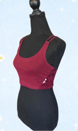 American Eagle Y2K burgundy lace strappy back crop top size XS π Photo 0