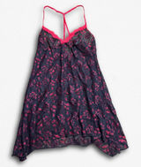 Secret Treasures Pink Navy Floral Lace Babydoll Chemise Sharkbite Hem Large‎ Photo 0
