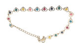Heart Bracelet Women Multicolor‎ Enamel Gold Tone Link 6-8in Photo 0