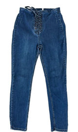 Free People Size 10 Womens Pants Jeans Blue‎ Tie High Waist Hippie Boho Denim Photo 0