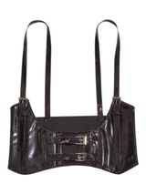 Black Patent Faux-Leather Corset Buckle Harness Belt Photo 0