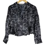 Intimately Free People Black Floral Beauty Sleep Peplum Blouse Medium Photo 0