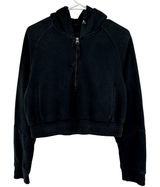 Gymshark Cropped 1/4 Zip Hoodie Jacket Oversized Athleisure Fleece Black Medium Photo 0