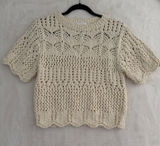 Bluivy‎ Young Contemporary Ivory Crochet Knit Short Sleeve Sweater Top T02318 M Photo 0