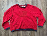 Vintage 90s‎ Red USA American Flag Knit Crewneck Crop Sweater Womens Size XL Photo 0