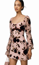 Avec Les Filles Whimsigoth Floral Velvet Burnout Mini Dress Size 8 Dark Coquette Photo 0