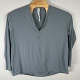 Lululemon Back in Action V-Neck Long Sleeve Shirt Womens Size 12 Gray Oversized Photo 0