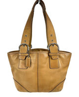 Coach Tan Leather Tote Shoulder Bag Adjustable Strap Hangtag Large Purse Photo 0
