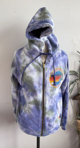 Aviator Nation Tye Dye Blue Hoodie Full Zip‎ Sweatshirt The Hamptons Surf Small Photo 0