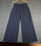 Princess Polly Navy Blue Pinstripe Wide Leg Trousers High Waist Size US 4 Photo 0