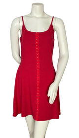 Vintage 90s Mini Dress Hook and Eye Front Retro Sleeveless A-Line Scoop Neck Photo 0