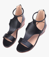 Womens Gladiator Wedge Sandal Ankle Strap Open Toe Shoe Boho Summer‎ US 9 Black Photo 0
