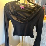 Edikted Black Lace Trim Crop Top Photo 0